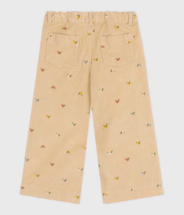 Pantalon enfant en velours &agrave; motifs beige/multicouleur