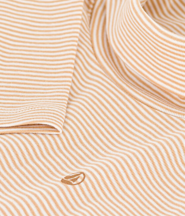 Sous-pull ray&eacute; en coton enfant fille / gar&ccedil;on beige/blanc