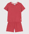 Pyjacourt uni en coton ajouré petite fille rose PAPI