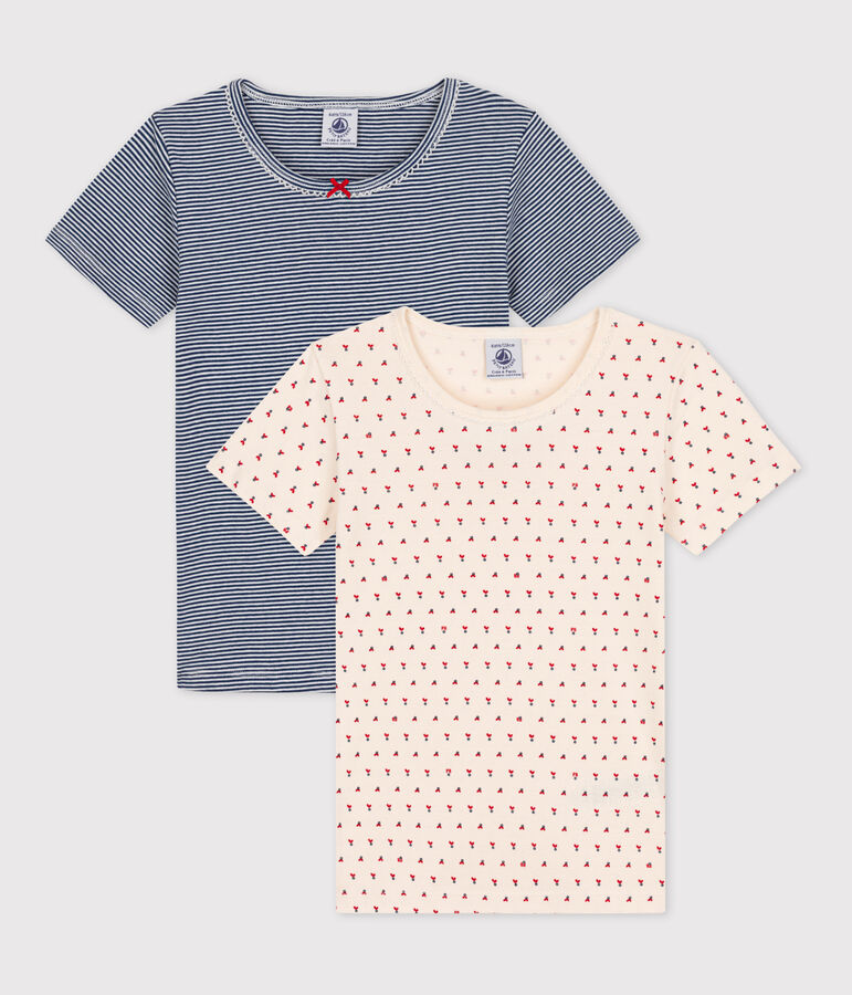 Lot de 2 tee-shirts manches courtes petite fille en coton multicouleur