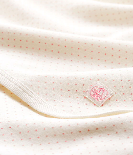 Drap de maternité bébé en côte blanc MARSHMALLOW/rose GRETEL/ MULTICO