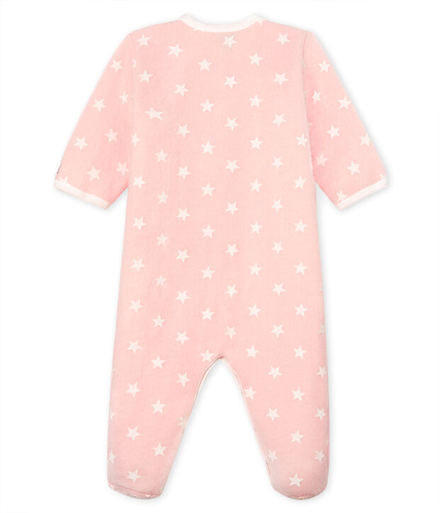 Surpyjama b&eacute;b&eacute; fille en polaire rose/blanc