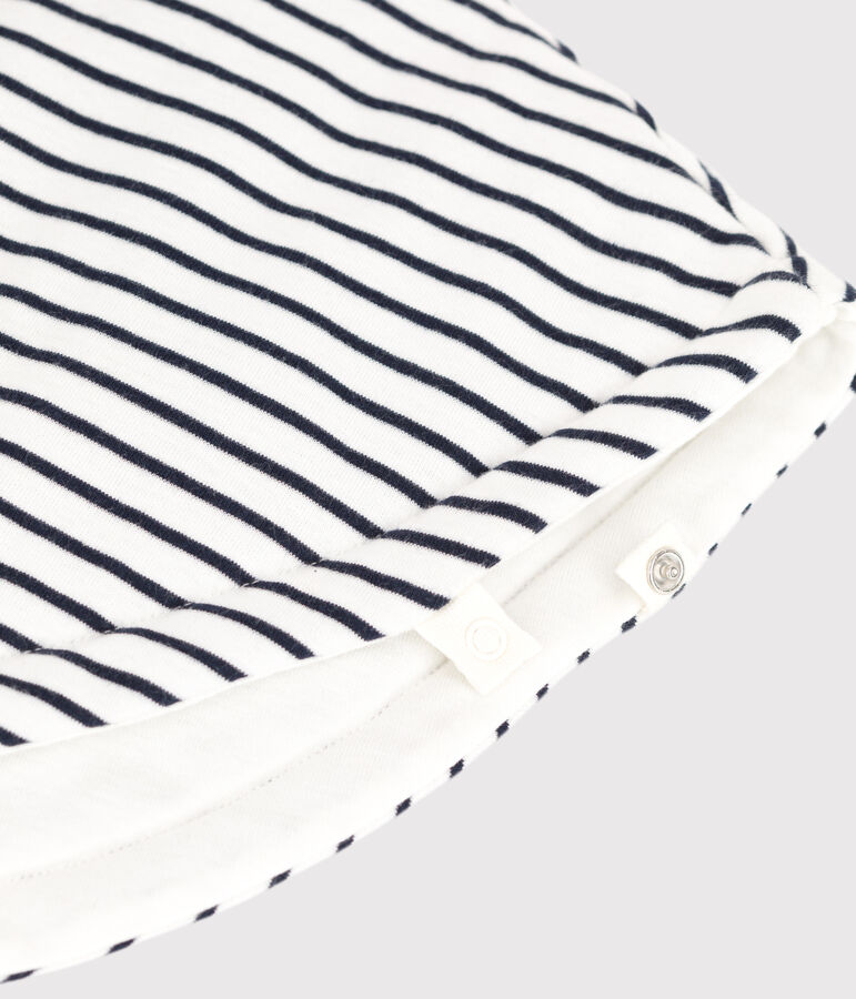 Cape &agrave; capuche &agrave; rayures marini&egrave;res b&eacute;b&eacute; en coton blanc MARSHMALLOW/bleu SMOKING