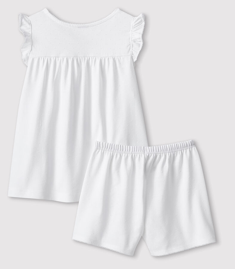 Pyjacourt blanc petite fille en coton fin blanc ECUME