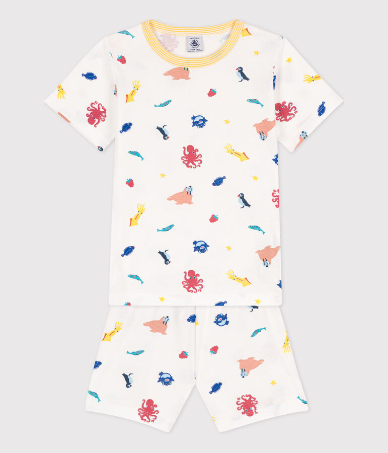 Pyjacourt phosphorescent en coton enfant blanc MARSHMALLOW/blanc MULTICO