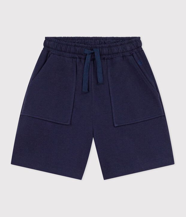 Bermuda short enfant en coton uni bleu marine