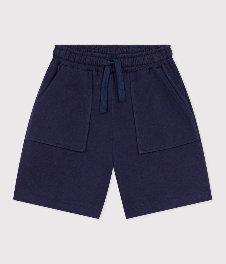Bermuda short enfant en coton uni bleu