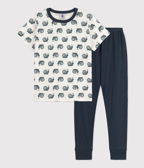 Pyjama manches courtes  escargot petit garçon en coton DUCKY/ MARSHMALLOW
