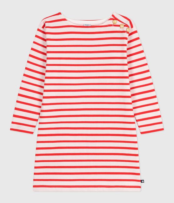 Robe enfant en coton manches longues à rayures rose FLEUR/ SPICY