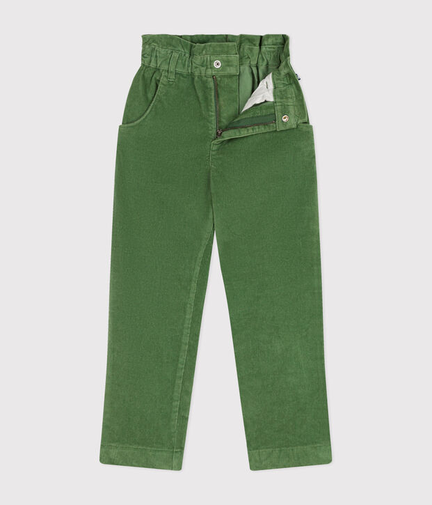 Pantalon en velours enfant fille vert