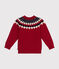 Pull jacquard laine et coton enfant garçon rouge STOP/ MULTICO