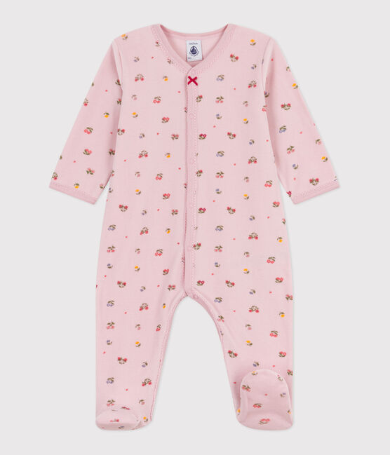 Pyjama bébé en velours imprimé fleuri rose JOLI/blanc MULTICO