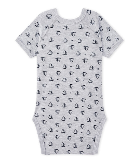 Body naissance garçon manches courtes imprimé gris POUSSIERE/bleu MEDIEVAL