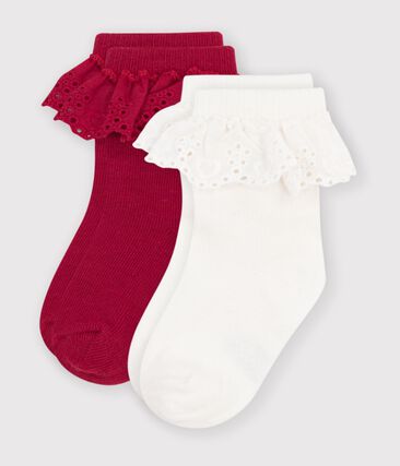 2 paires de chaussettes bébé en coton à volant
