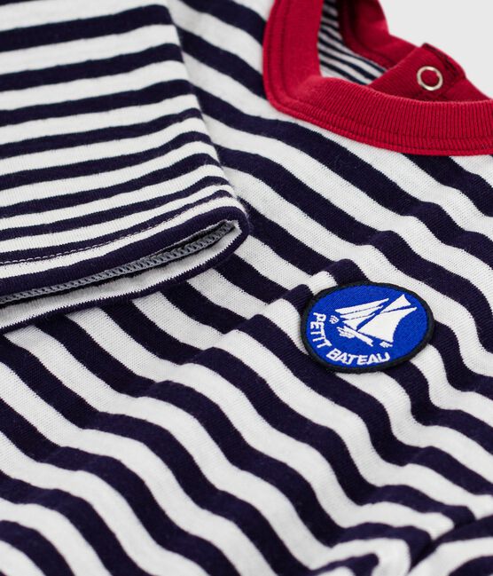 Tee-shirt bébé en coton à manches longues, rayé bleu SOIR/ MILK