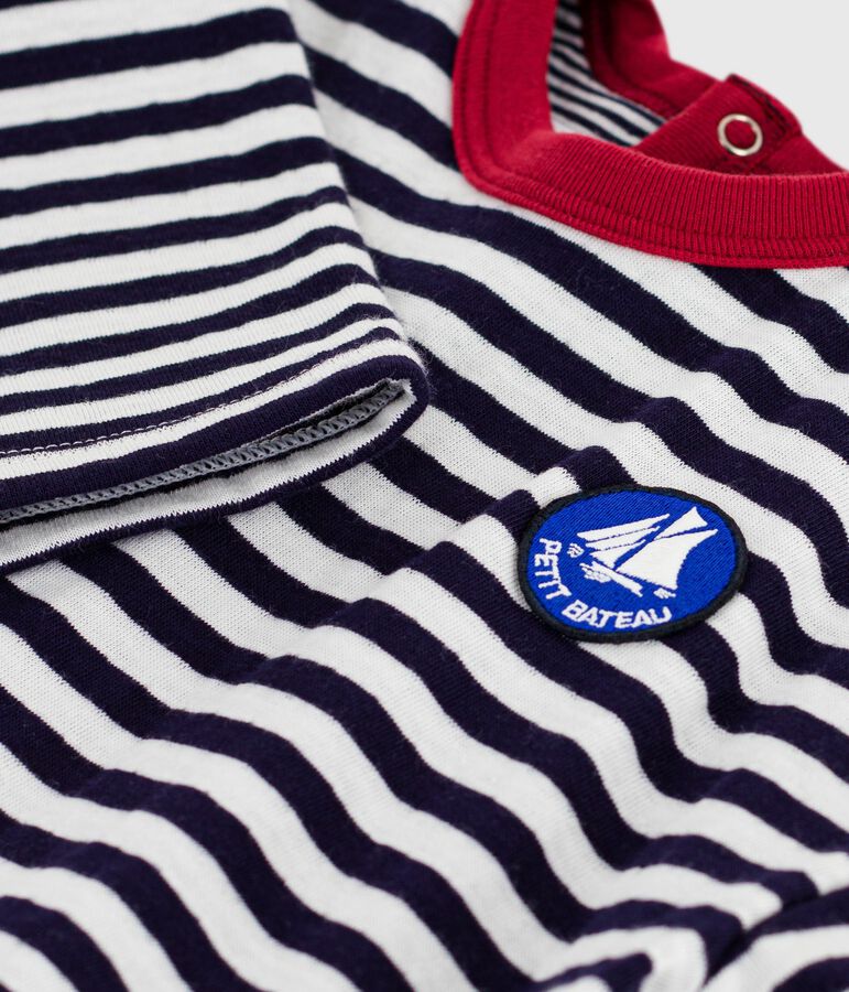 Tee-shirt b&eacute;b&eacute; en coton &agrave; manches longues, ray&eacute; bleu SOIR/ MILK