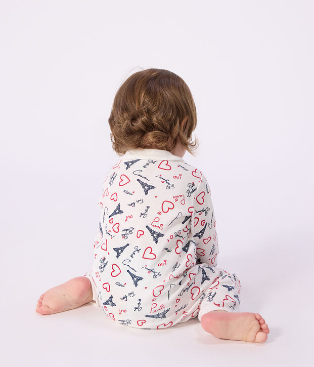 Pyjama b&eacute;b&eacute; en coton sans pieds imprim&eacute; Paris blanc/multicouleur
