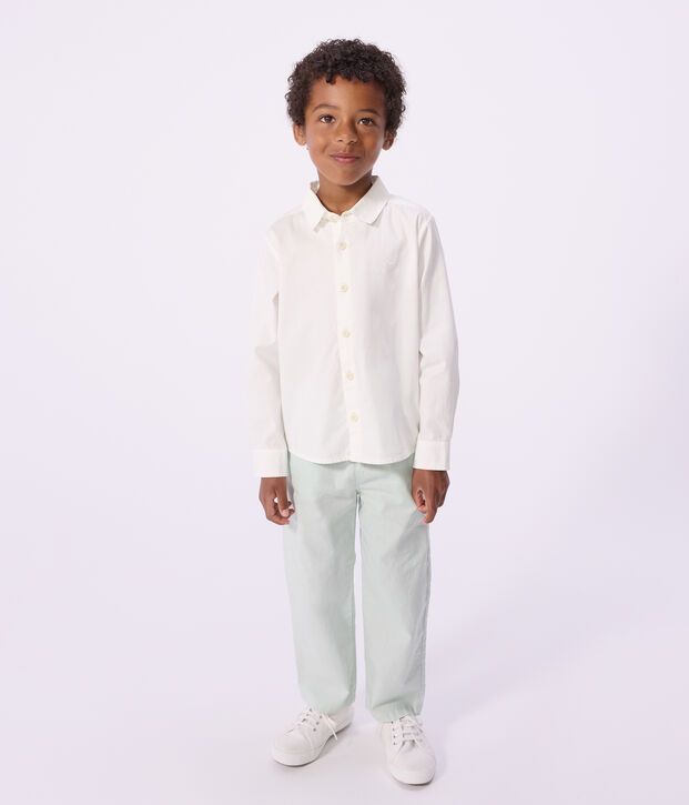 Chemise enfant &agrave; manches longues en coton blanc