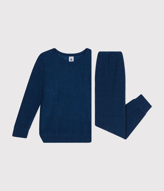 Pyjama uni en bouclette éponge grattée enfant bleu INCOGNITO