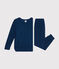 Pyjama uni en bouclette éponge grattée enfant bleu INCOGNITO