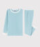 Pyjama snugfit rayé bleu petit garçon en coton bleu TIKI/blanc MARSHMALLOW
