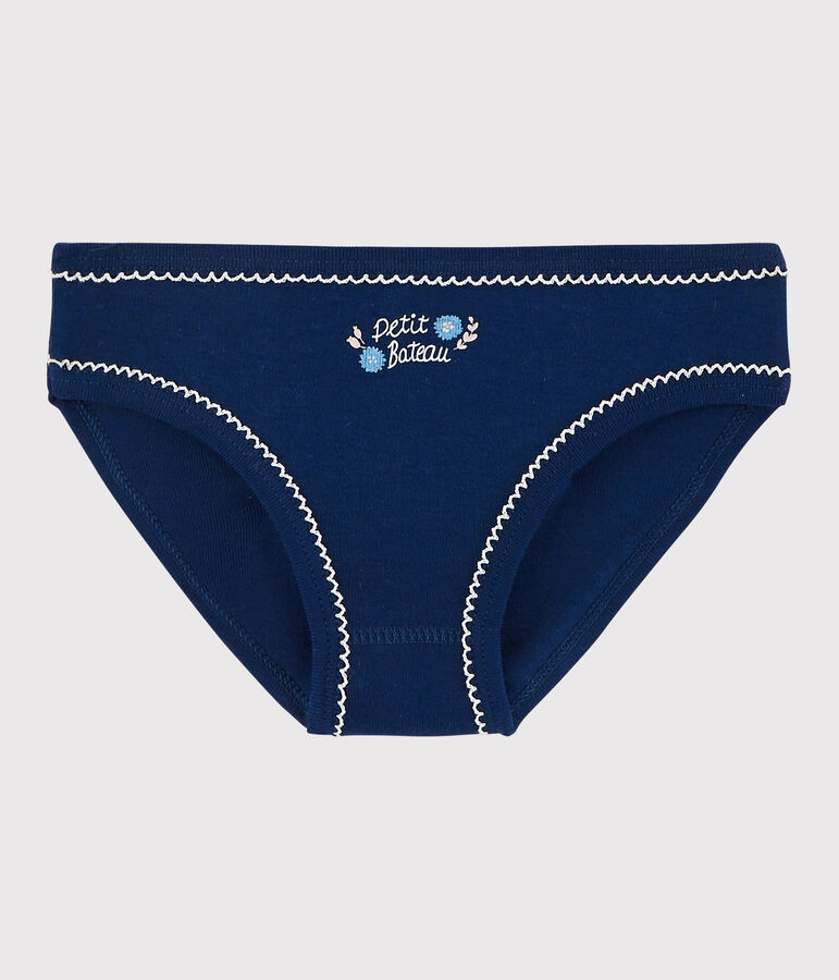Culotte petite fille en coton bleu MEDIEVAL