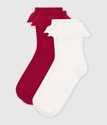 2 paires de chaussettes enfant en coton à volant