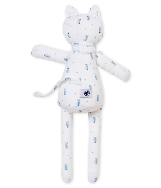 Doudou chat jersey imprimé blanc MARSHMALLOW/blanc MULTICO
