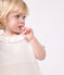 Robe bébé en coton et tulle manches courtes et colerette blanc MARSHMALLOW/rose COPPER