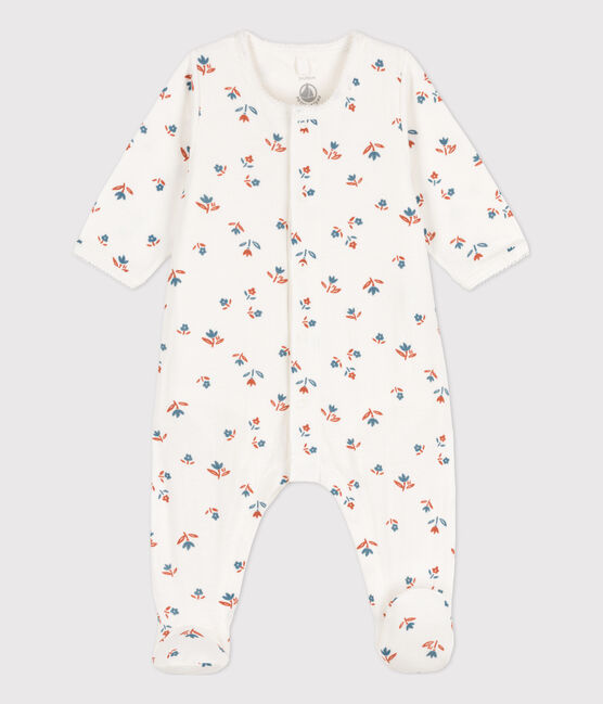 Bodyjama fleur bébé en tubique blanc MARSHMALLOW/blanc MULTICO