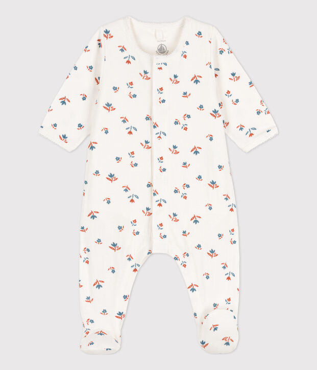 Bodyjama fleur b&eacute;b&eacute; en tubique blanc/multicouleur