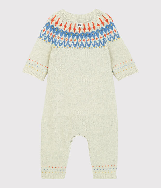 Combinaison longue jacquard b&eacute;b&eacute; en tricot avec laine beige chin&eacute;