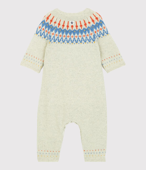 Combinaison longue jacquard bébé en tricot avec laine beige MONTELIMAR CHINE
