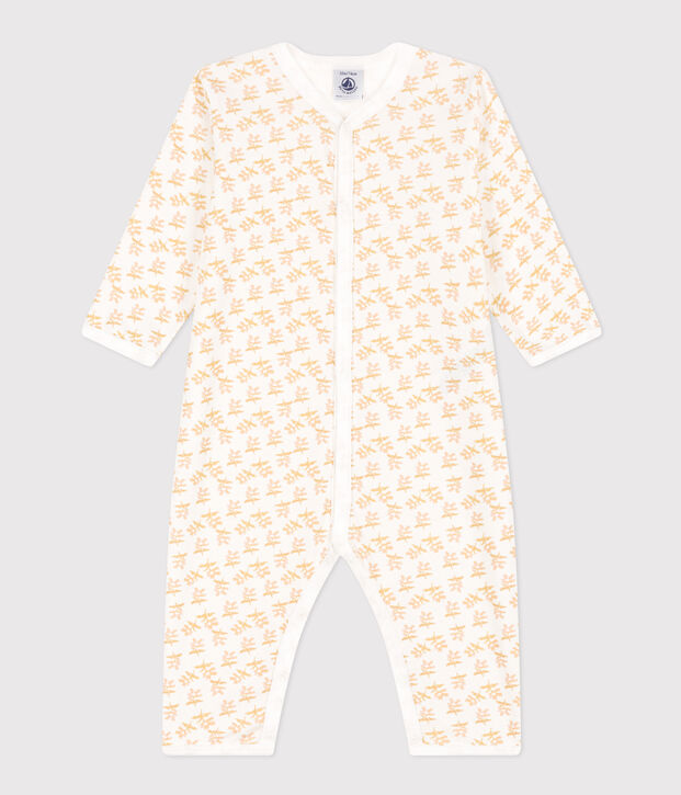 Pyjama b&eacute;b&eacute; sans pieds en coton blanc/jaune