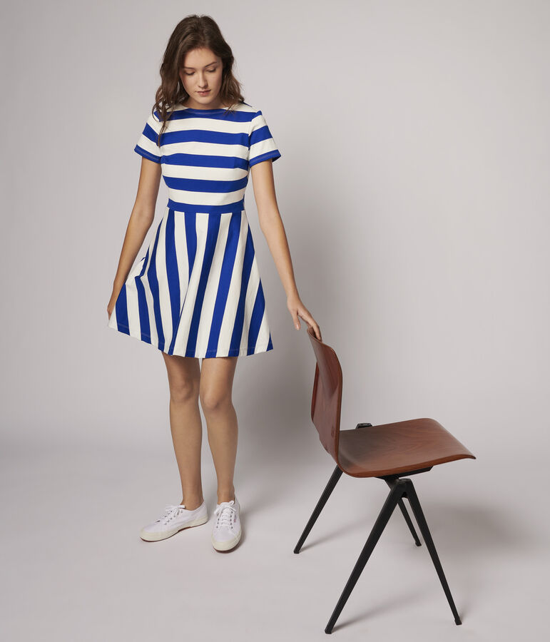 Robe ray&eacute;e Femme bleu SURF/blanc MARSHMALLOW