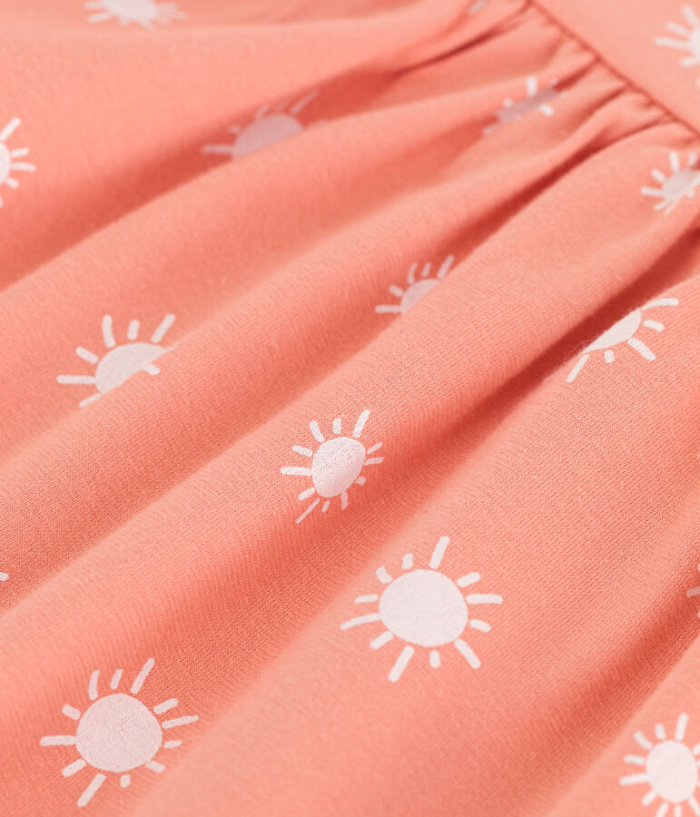 Robe sans manches enfant en coton imprim&eacute; orange ABRICOT/ MARSHMALLOW