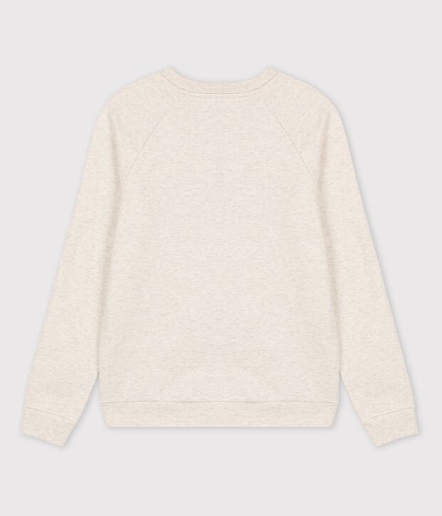 Sweatshirt en molleton brod&eacute; Femme beige chin&eacute;