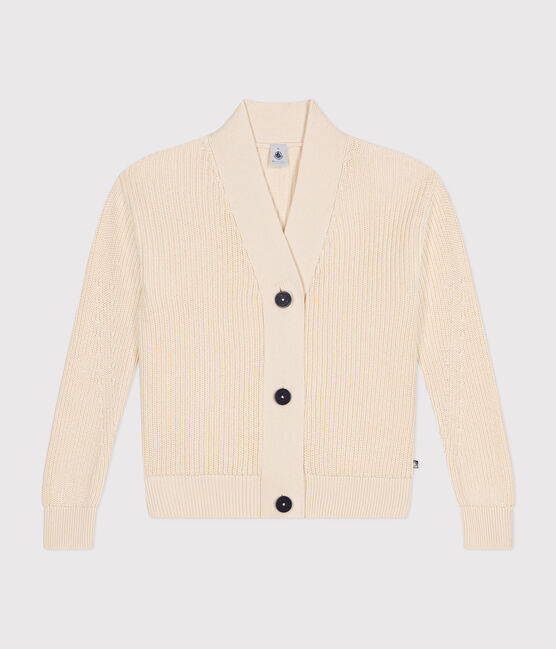 Cardigan en côte anglaise en coton femme écru AVALANCHE