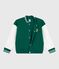 Veste teddy enfant en coton uni vert EVERGREEN/ MILK