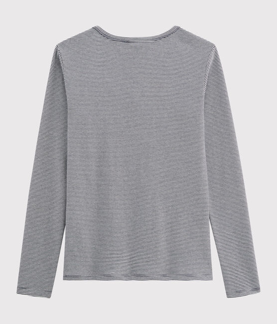 T-shirt col V iconique en coton Femme bleu SMOKING/blanc MARSHMALLOW