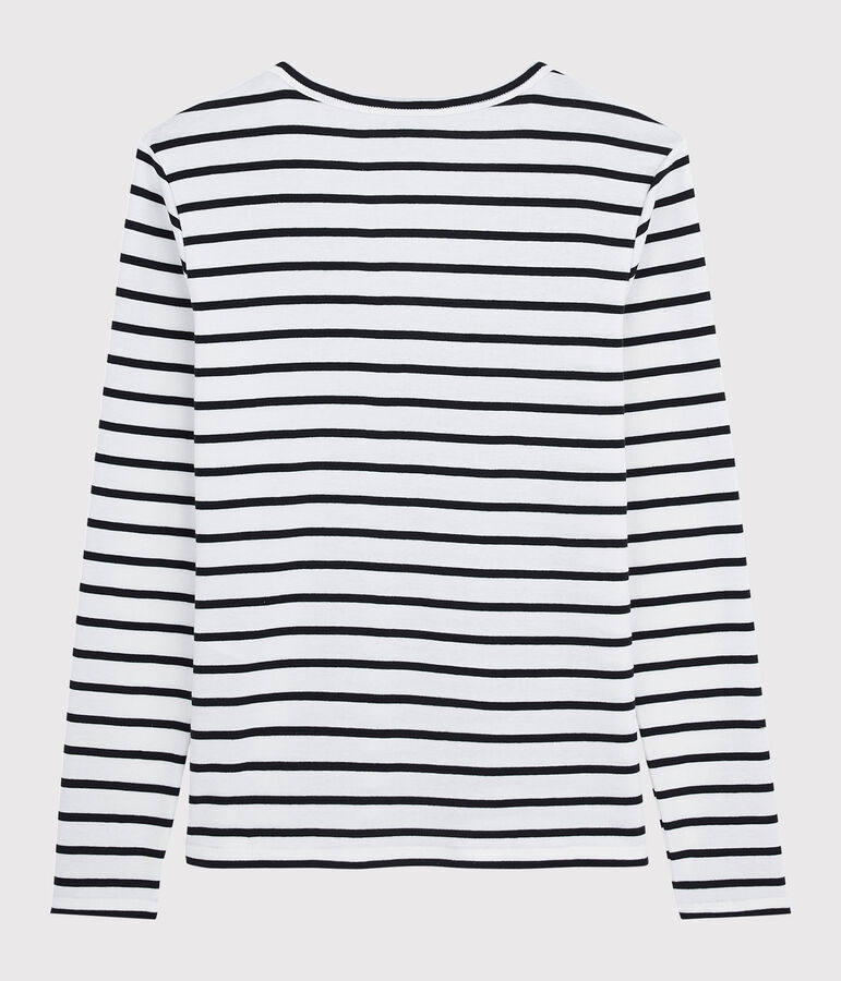 T-shirt col V iconique en coton Femme blanc MARSHMALLOW/bleu SMOKING