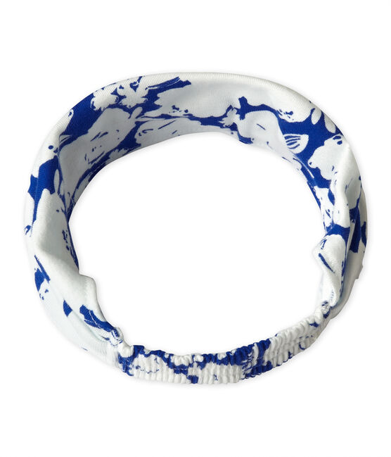 Fichu fille imprimé blanc MARSHMALLOW/bleu PERSE