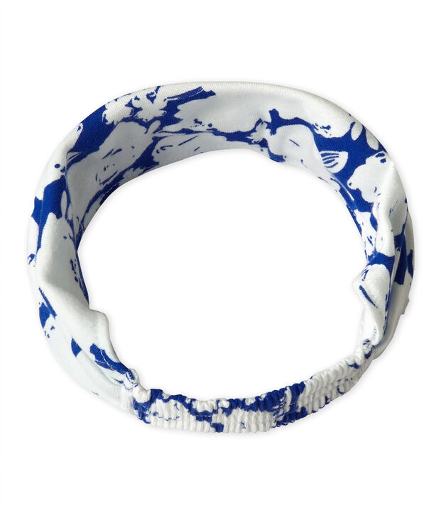Fichu fille imprim&eacute; blanc/bleu