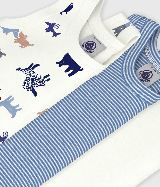 Lot de bodies sans manches en coton imprim&eacute; chien b&eacute;b&eacute; multicouleur