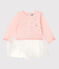Robe en molleton bébé. rose MINOIS/blanc MARSHMALLOW