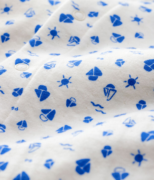 Bodyjama &agrave; imprim&eacute; bateaux b&eacute;b&eacute; en tubique en coton biologique blanc/bleu