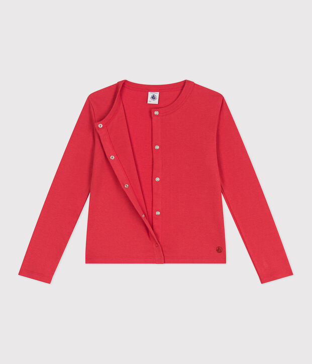 Cardigan enfant en coton uni rouge
