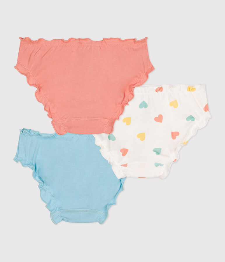 Lot de 3 culottes enfant en coton froufrou imprim&eacute; c&oelig;urs variante 1