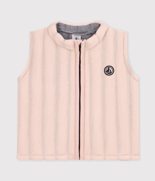 Veste sans manche en tubique matelass&eacute; b&eacute;b&eacute; rose