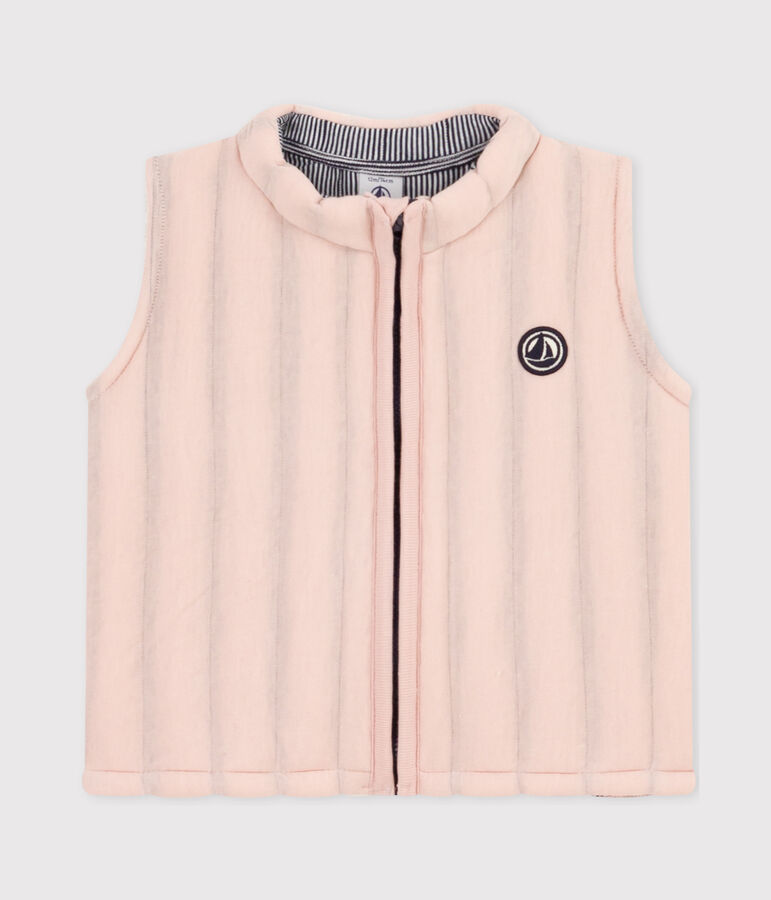 Veste sans manche en tubique matelass&eacute; b&eacute;b&eacute; rose SALINE